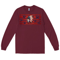 Burgundy patriotic native american headdress 16oz libbey cup Long Sleeve Tee - HRA Design Shop