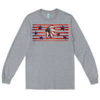 Heather Grey patriotic native american headdress 16oz libbey cup Long Sleeve Tee - HRA Design Shop