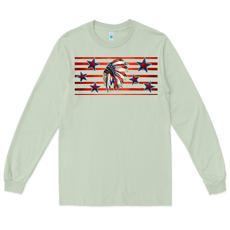 Patriotic Native American Headdress 16oz Libbey Cup Long Sleeve Tee by HRA Design Shop | Teevron
