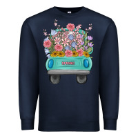 Navy truck with flowers malia Premium Sweatshirt - MaliasSmallBusiness