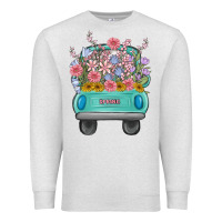 Oatmeal Heather truck with flowers malia Premium Sweatshirt - MaliasSmallBusiness