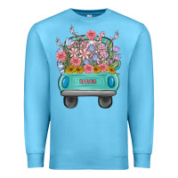Ocean Blue truck with flowers malia Premium Sweatshirt - MaliasSmallBusiness