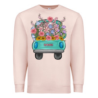Pale Pink truck with flowers malia Premium Sweatshirt - MaliasSmallBusiness