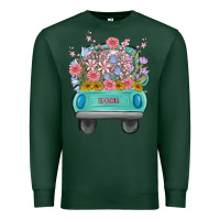 Sports Green truck with flowers malia Premium Sweatshirt - MaliasSmallBusiness