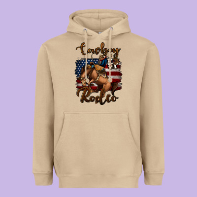 Cowboy Up Rodeo Bucking Bronco Heavyweight Hoodie Designed By Jasminsmagicworld
