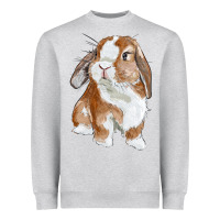 Heather Grey Cute Bunny Heavyweight Sweatshirt - RanaPortraitStore