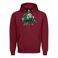 Burgundy dinosaur triceratops Zipper Hoodie - Artiststas