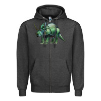 Charcoal Heather dinosaur triceratops Zipper Hoodie - Artiststas