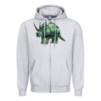 Heather Grey dinosaur triceratops Zipper Hoodie - Artiststas