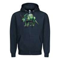 Navy dinosaur triceratops Zipper Hoodie - Artiststas