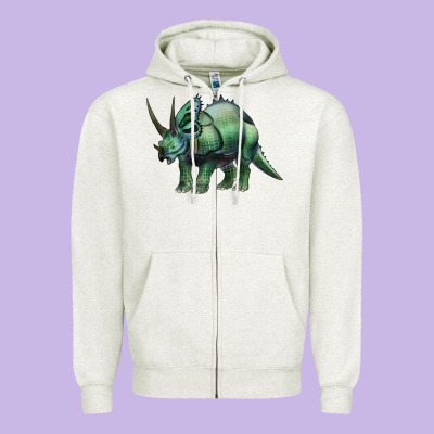 Dinosaur Triceratops Zipper Hoodie Designed By Artiststas
