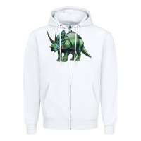 White dinosaur triceratops Zipper Hoodie - Artiststas