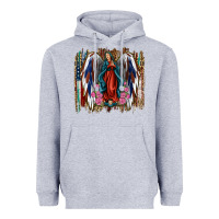 Heather Grey Lady of Guadalupe 4th of july Heavyweight Hoodie - Jasminsmagicworld