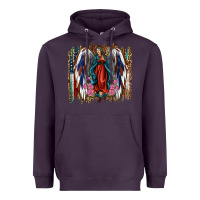 Plum Lady of Guadalupe 4th of july Heavyweight Hoodie - Jasminsmagicworld