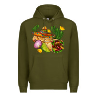 Army Green burrito  with sombrero and union with cactus Premium Hoodie - AdoDesignShop