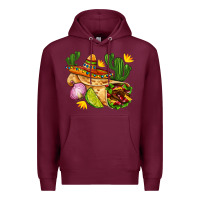 Burgundy burrito  with sombrero and union with cactus Premium Hoodie - AdoDesignShop