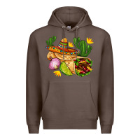 Coffee burrito  with sombrero and union with cactus Premium Hoodie - AdoDesignShop