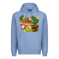Colony Blue burrito  with sombrero and union with cactus Premium Hoodie - AdoDesignShop
