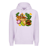 Lilac burrito  with sombrero and union with cactus Premium Hoodie - AdoDesignShop