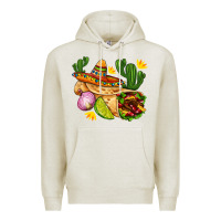 Oatmeal Heather burrito  with sombrero and union with cactus Premium Hoodie - AdoDesignShop