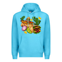 Ocean Blue burrito  with sombrero and union with cactus Premium Hoodie - AdoDesignShop