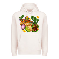 Pale Pink burrito  with sombrero and union with cactus Premium Hoodie - AdoDesignShop