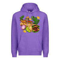 Purple burrito  with sombrero and union with cactus Premium Hoodie - AdoDesignShop