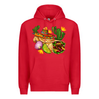 Red burrito  with sombrero and union with cactus Premium Hoodie - AdoDesignShop