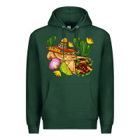 Sports Green burrito  with sombrero and union with cactus Premium Hoodie - AdoDesignShop
