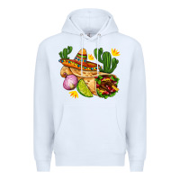 White burrito  with sombrero and union with cactus Premium Hoodie - AdoDesignShop
