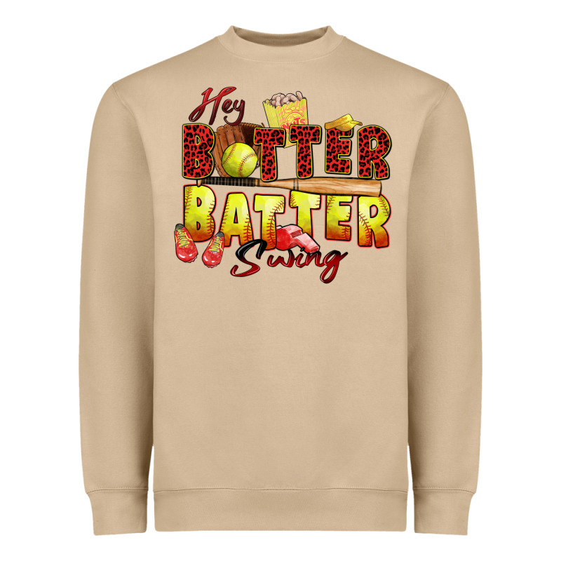 Hey Batter Batter Swing Softball Heavyweight Sweatshirt by Zillion Design Studio | Teevron