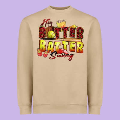 Hey Batter Batter Swing Softball Heavyweight Sweatshirt Designed By Zillion Design Studio