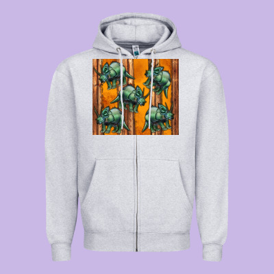 Dinosaur Triceratops Zipper Hoodie Designed By Artiststas