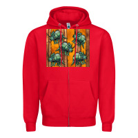 Red dinosaur triceratops Zipper Hoodie - Artiststas
