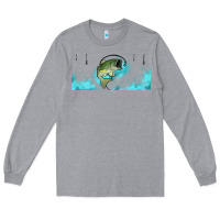 Heather Grey jumping bass fishing 16oz libbey cup Long Sleeve Tee - HRA Design Shop