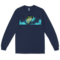 Navy jumping bass fishing 16oz libbey cup Long Sleeve Tee - HRA Design Shop