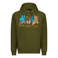 Army Green peace love nails bbs Premium Hoodie - BundleAndBundleShop