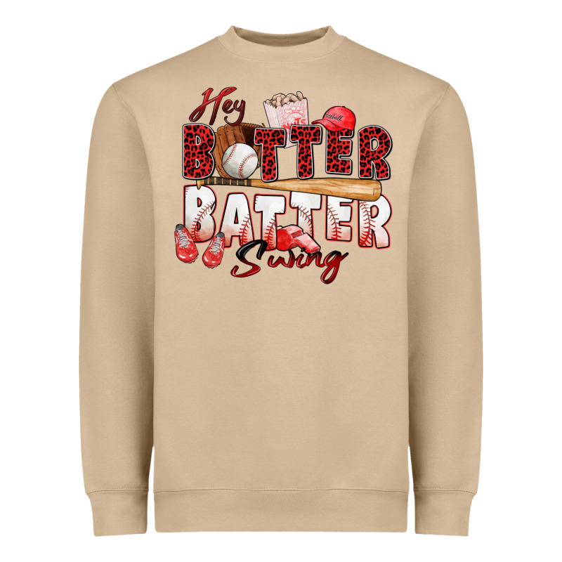 Hey Batter Batter Swing Baseball Heavyweight Sweatshirt by Zillion Design Studio | Teevron