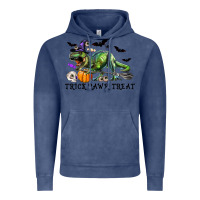 Vintage Denim T-Rex Trick Rawr Treat Vintage Hoodie - RanaPortraitStore