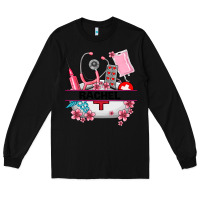 Black costom name nurse hat and elements Long Sleeve Tee - AdoDesignShop