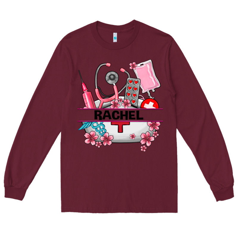Costom Name Nurse Hat And Elements Long Sleeve Tee by AdoDesignShop | Teevron