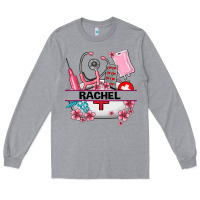Heather Grey costom name nurse hat and elements Long Sleeve Tee - AdoDesignShop
