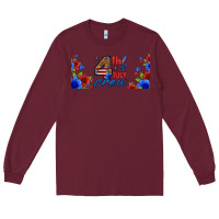 Burgundy floral 4th of july crew 16oz libbey cup Long Sleeve Tee - HRA Design Shop
