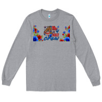 Heather Grey floral 4th of july crew 16oz libbey cup Long Sleeve Tee - HRA Design Shop