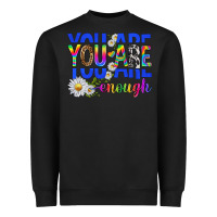 Black you are enough with daisies Heavyweight Sweatshirt - texasbilliewilder