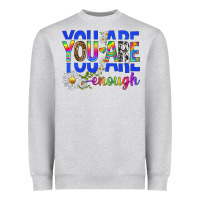 Heather Grey you are enough with daisies Heavyweight Sweatshirt - texasbilliewilder