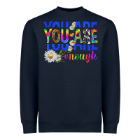 Navy you are enough with daisies Heavyweight Sweatshirt - texasbilliewilder