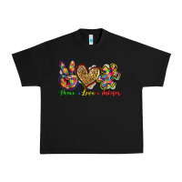 Black peace love autism Urban Heavy Tee - Zillion Design Studio