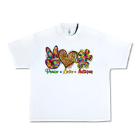 White peace love autism Urban Heavy Tee - Zillion Design Studio