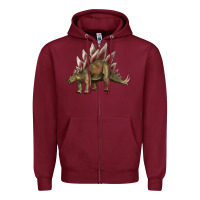 Burgundy dinosaur stegosaurus Zipper Hoodie - Artiststas